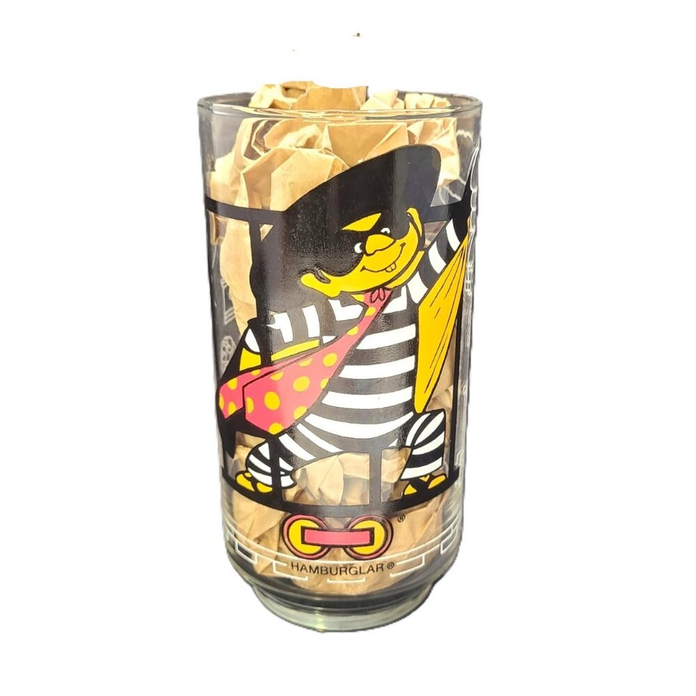 1977 McDonald's Action Series HAMBURGLER Drinking Glass Collectible Fast Food